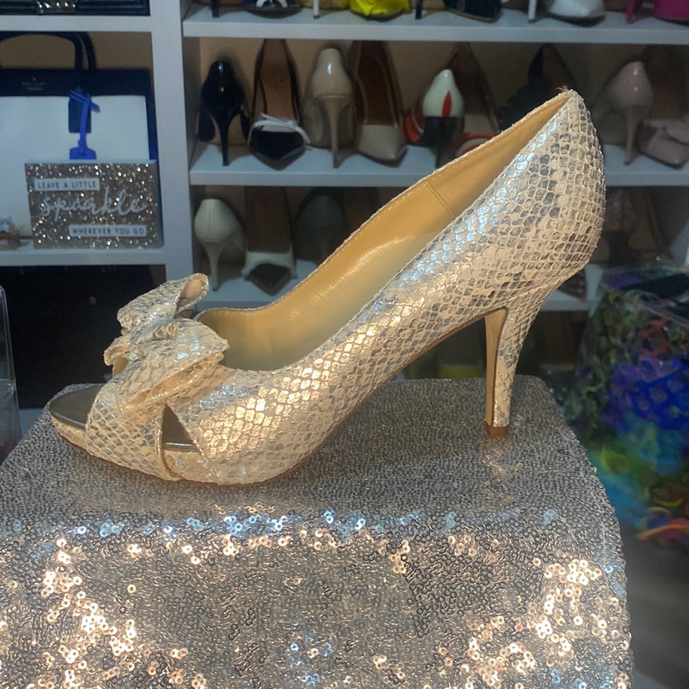 Kate Spade embossed snakeskin heels